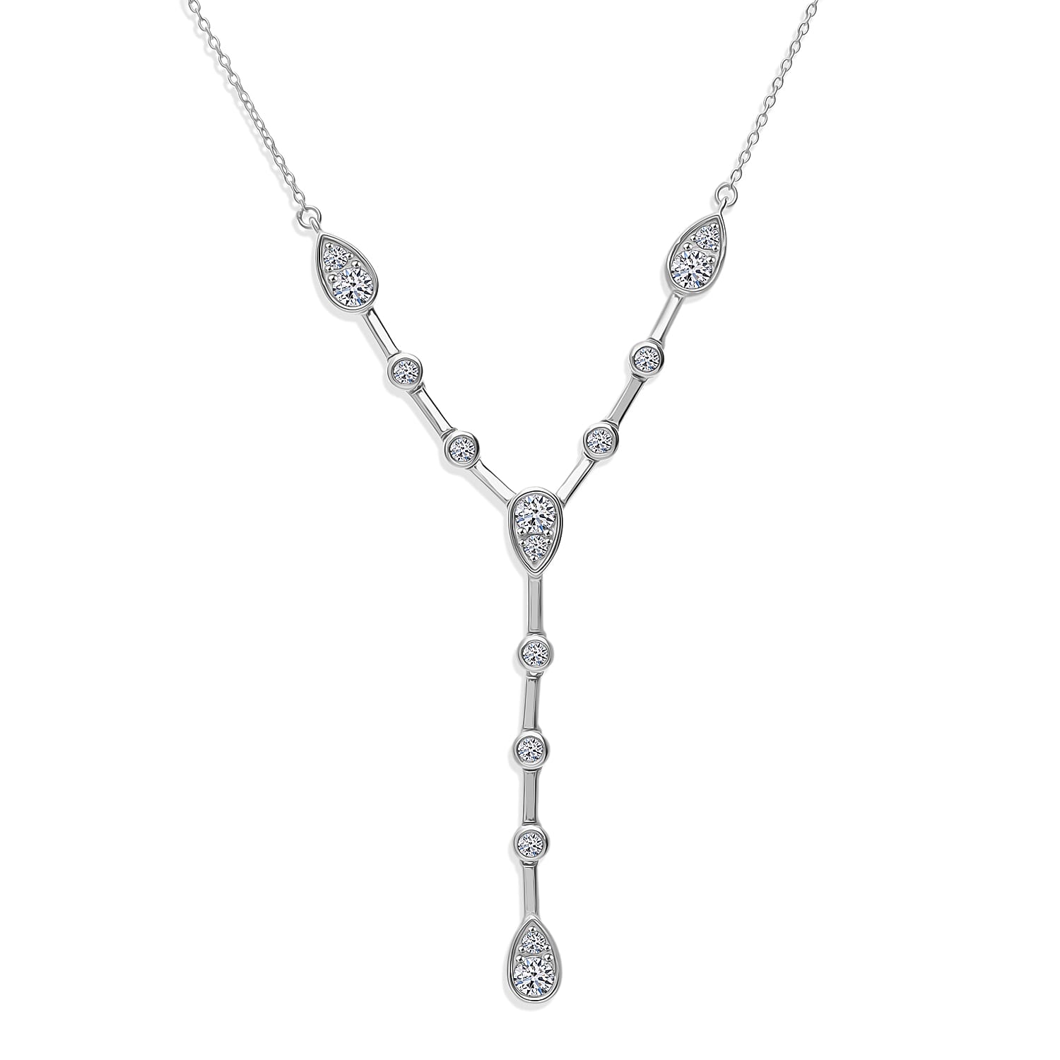 Luxuriant Lab Grown Diamond Necklace (Size - 18) in Rhodium OverlaySterling Silver  0.997  Ct.