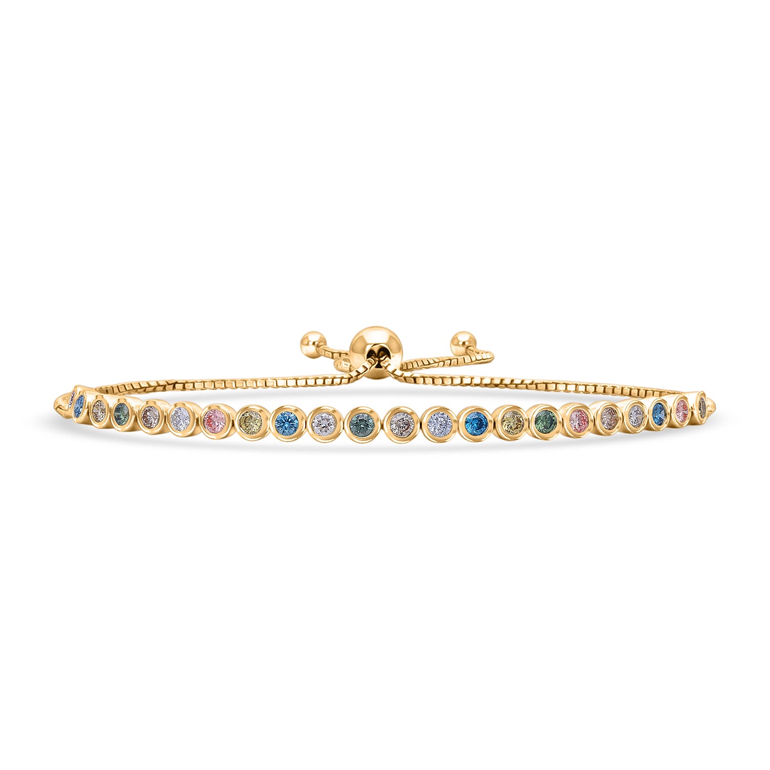 Luxuriant - Lab Grown Multi Diamond (SI) Adjustable Tennis Bracelet (Size 6.5-10) in 18K Vermeil Yellow Gold Plated Sterling Silver 1.00 Ct.