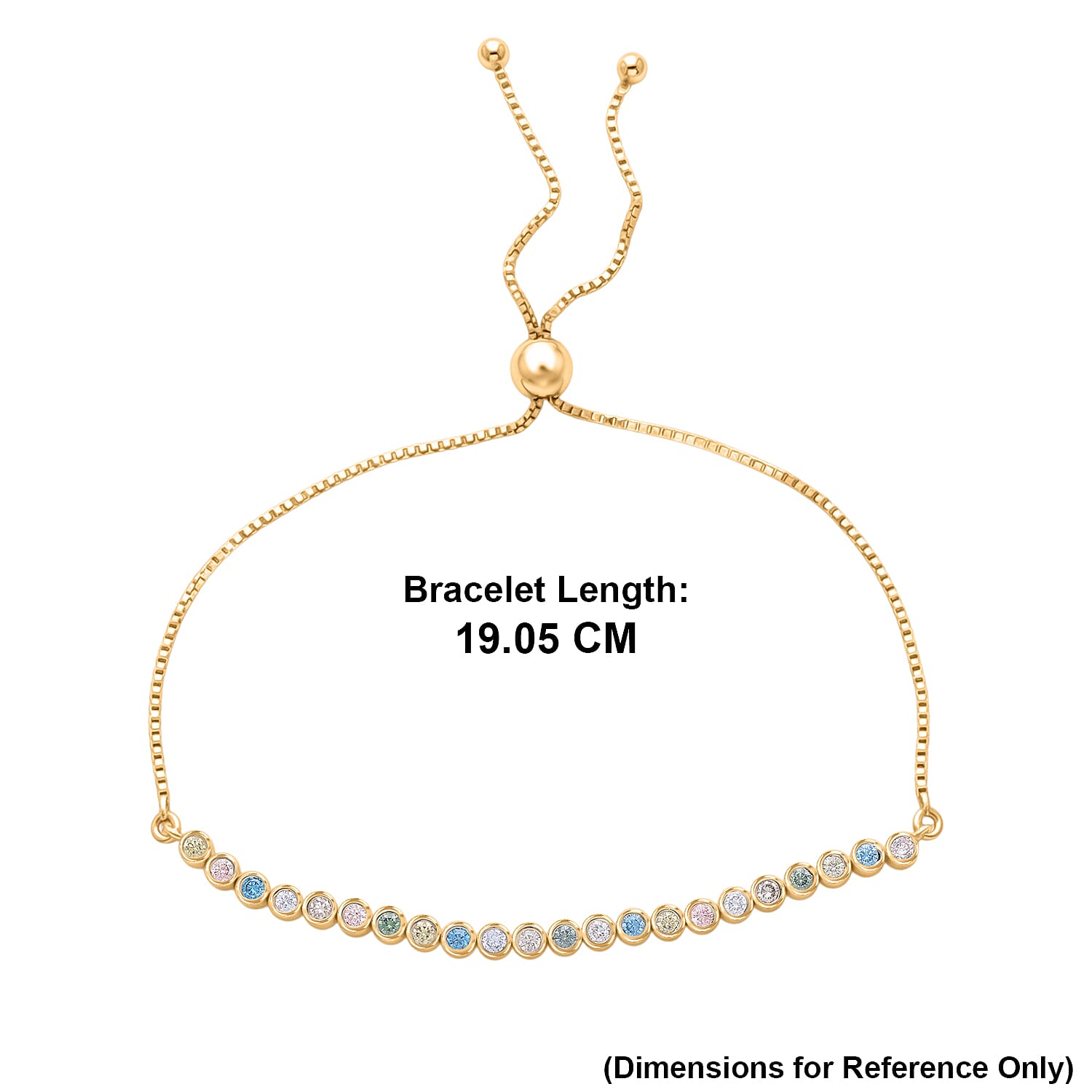 Luxuriant - Lab Grown Multi Diamond (SI) Adjustable Tennis Bracelet (Size 6.5-10) in 18K Vermeil Yellow Gold Plated Sterling Silver 1.00 Ct.