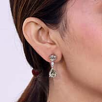 Rhapsody 950 Platinum AAAA Turkizite & VS-E-F White Diamond Dangling Earring with Screw Back 8.64 Ct, Platinum Wt. 6.57 Gms