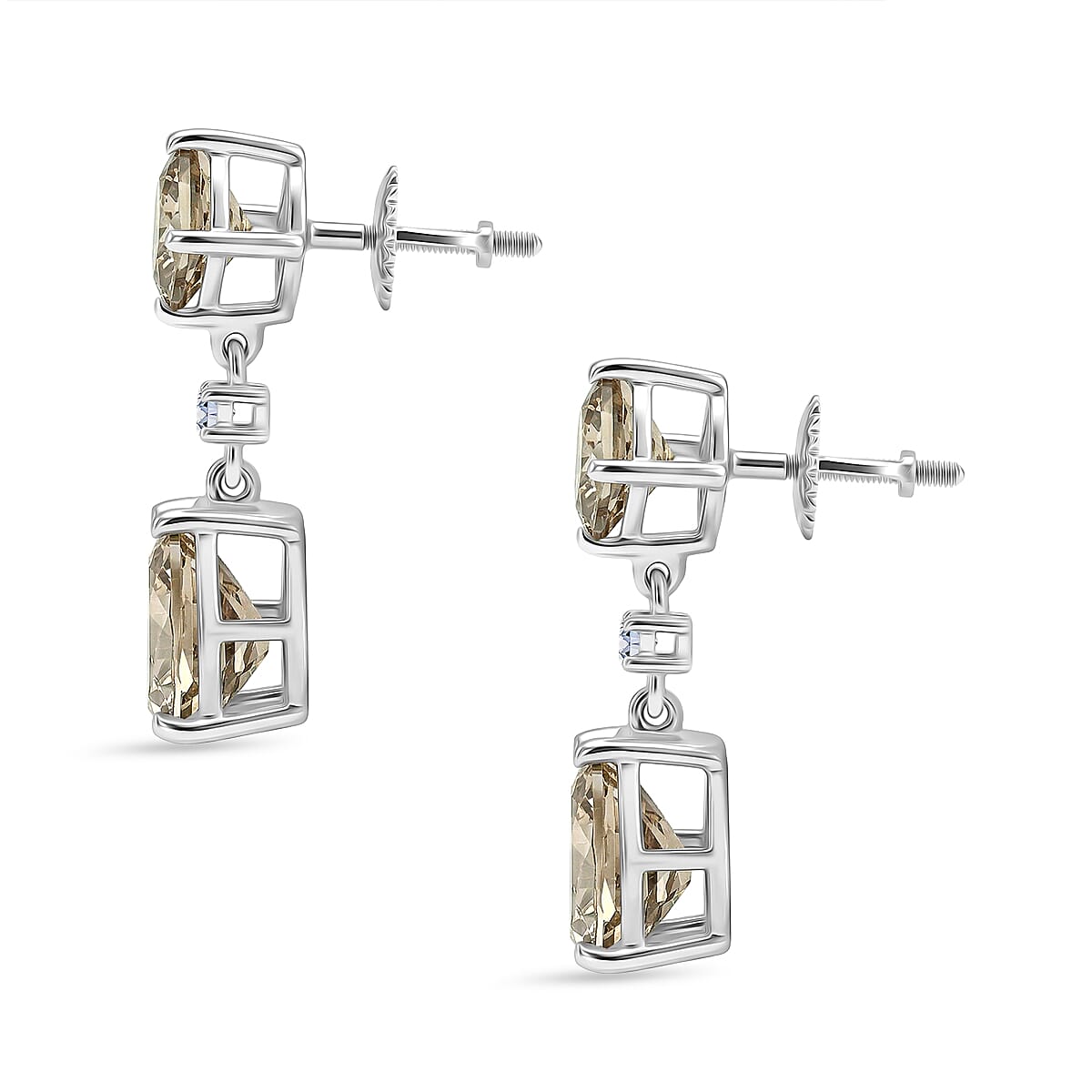 Rhapsody 950 Platinum AAAA Turkizite & VS-E-F White Diamond Dangling Earring with Screw Back 8.64 Ct, Platinum Wt. 6.57 Gms