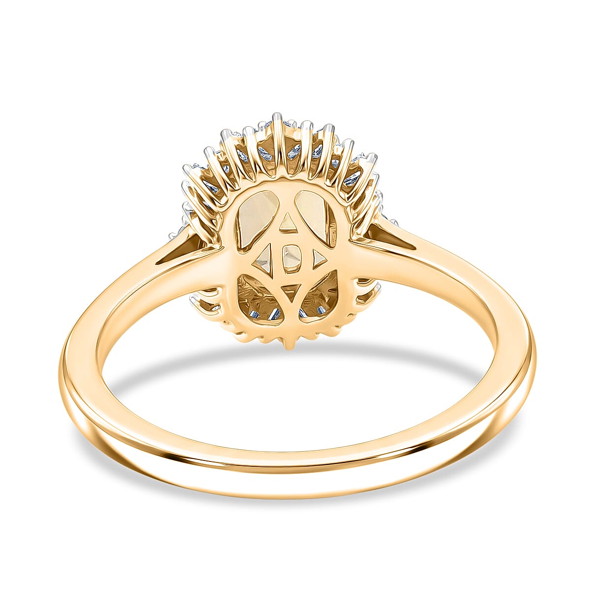 D'Joy - AAA Turkizite & Natural White Diamond Ring in 18K Vermeil Yellow Gold Plated Sterling Silver 1.30 Ct.