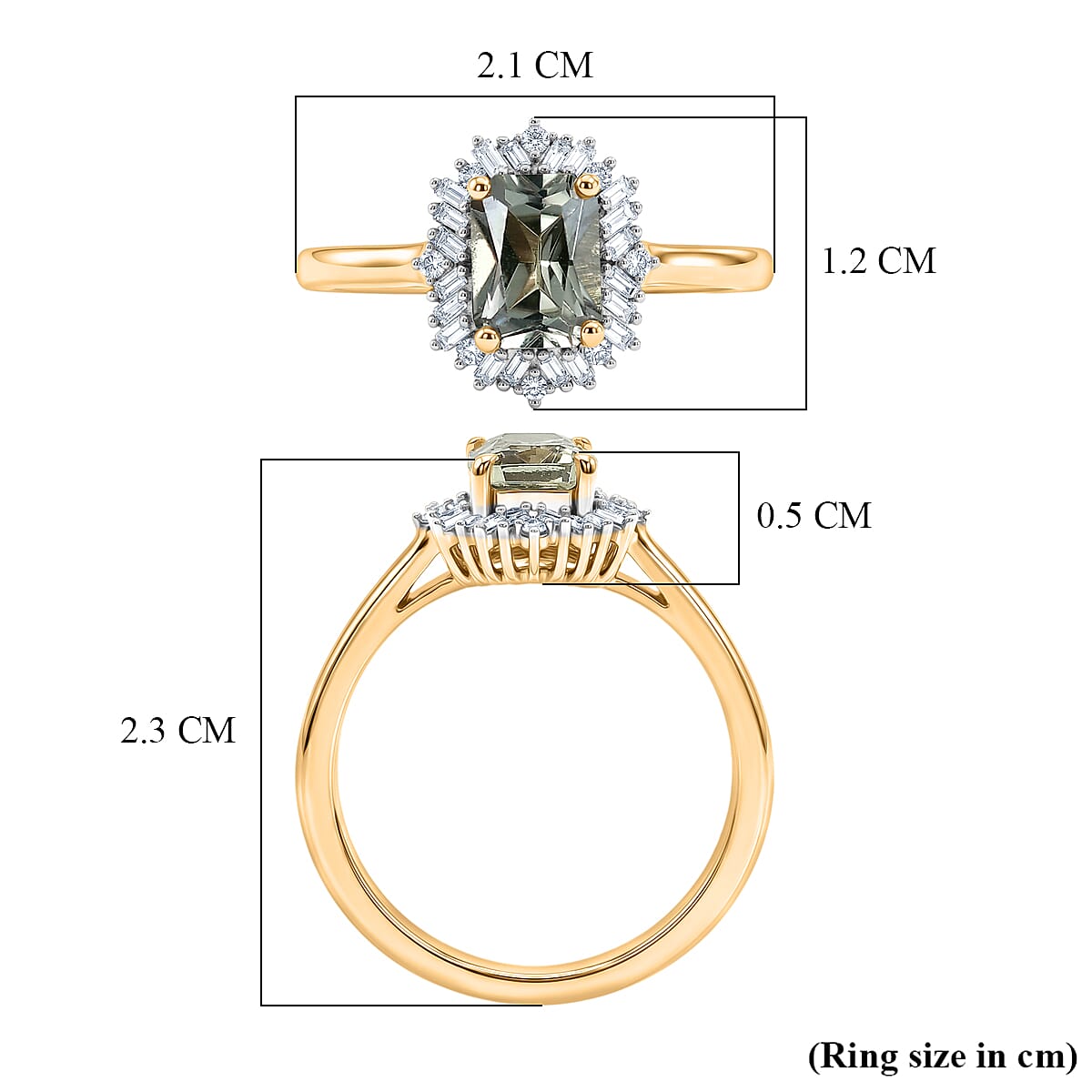 D'Joy - AAA Turkizite & Natural White Diamond Ring in 18K Vermeil Yellow Gold Plated Sterling Silver 1.30 Ct.