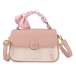 Stylish Embroidered Sleek Multi-Pocket Handbag with Adjustable Shoulder Strap - Latte
