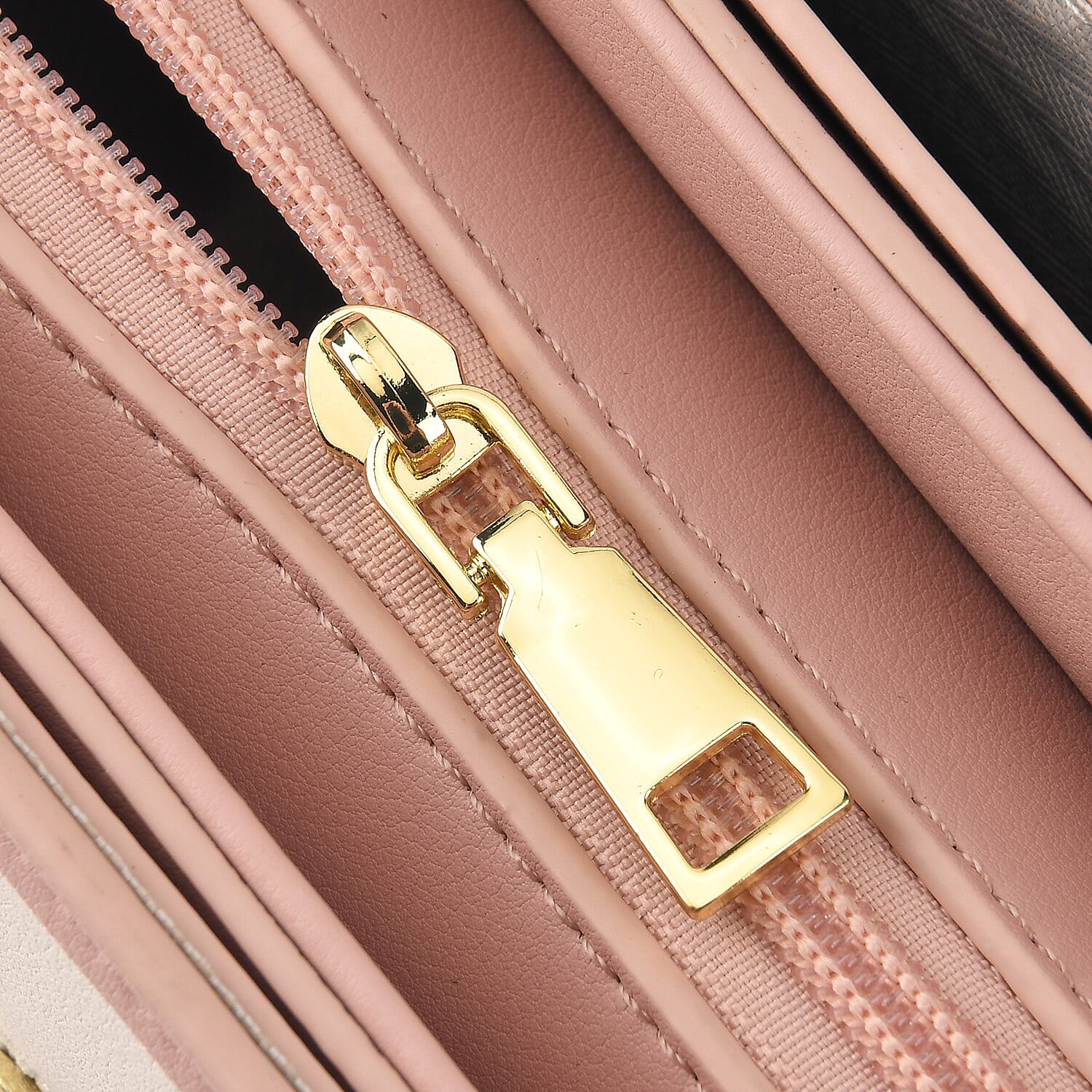 Stylish Embroidered Sleek Multi-Pocket Handbag with Adjustable Shoulder Strap - Pink