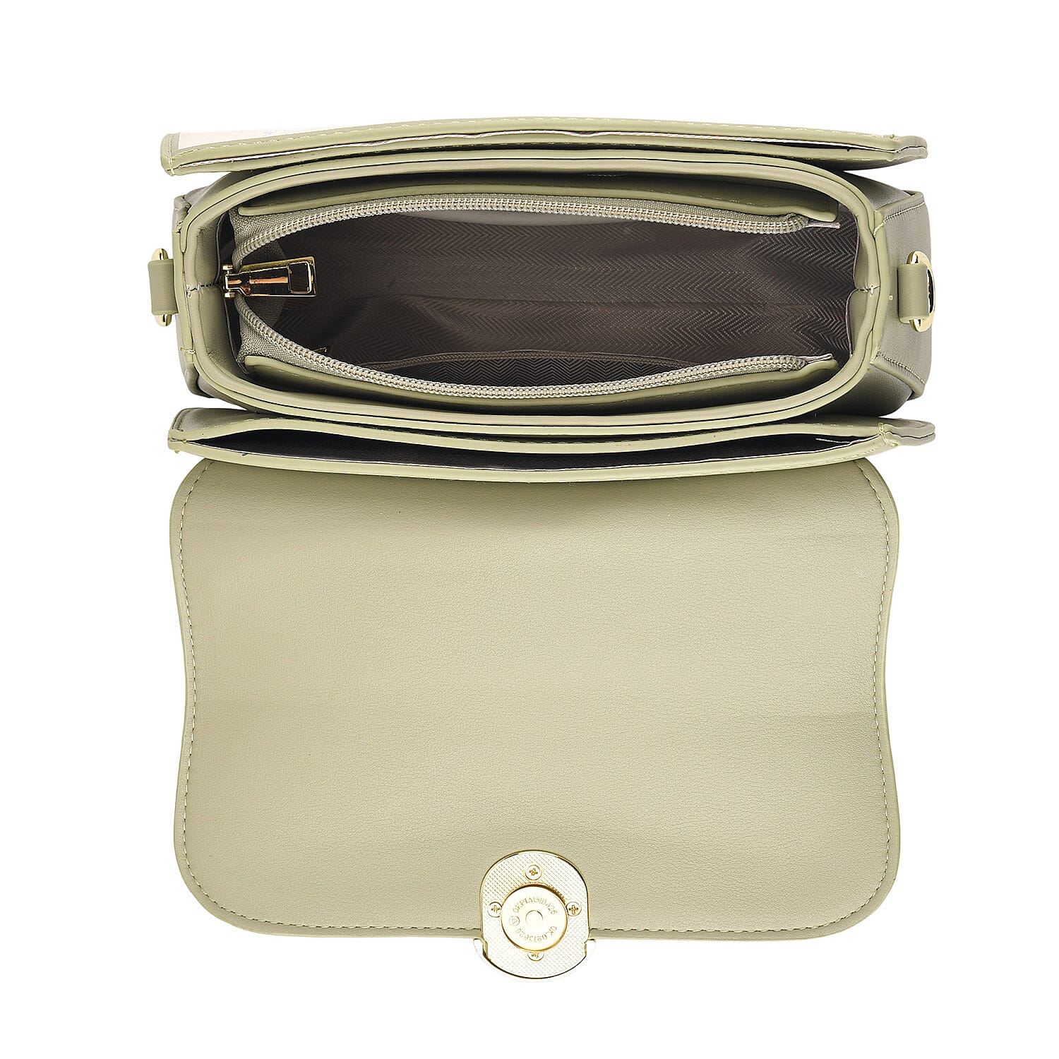 Stylish Embroidered Sleek Multi-Pocket Handbag with Adjustable Shoulder Strap - Pista Green