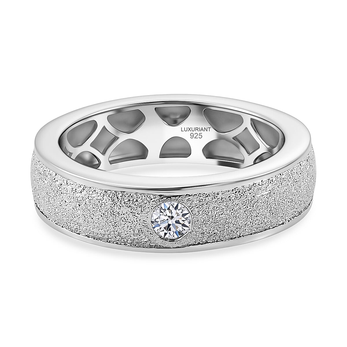 Luxuriant - Lab Grown Diamond (SI-G-H) Band Ring in Rhodium Overlay Sterling Silver