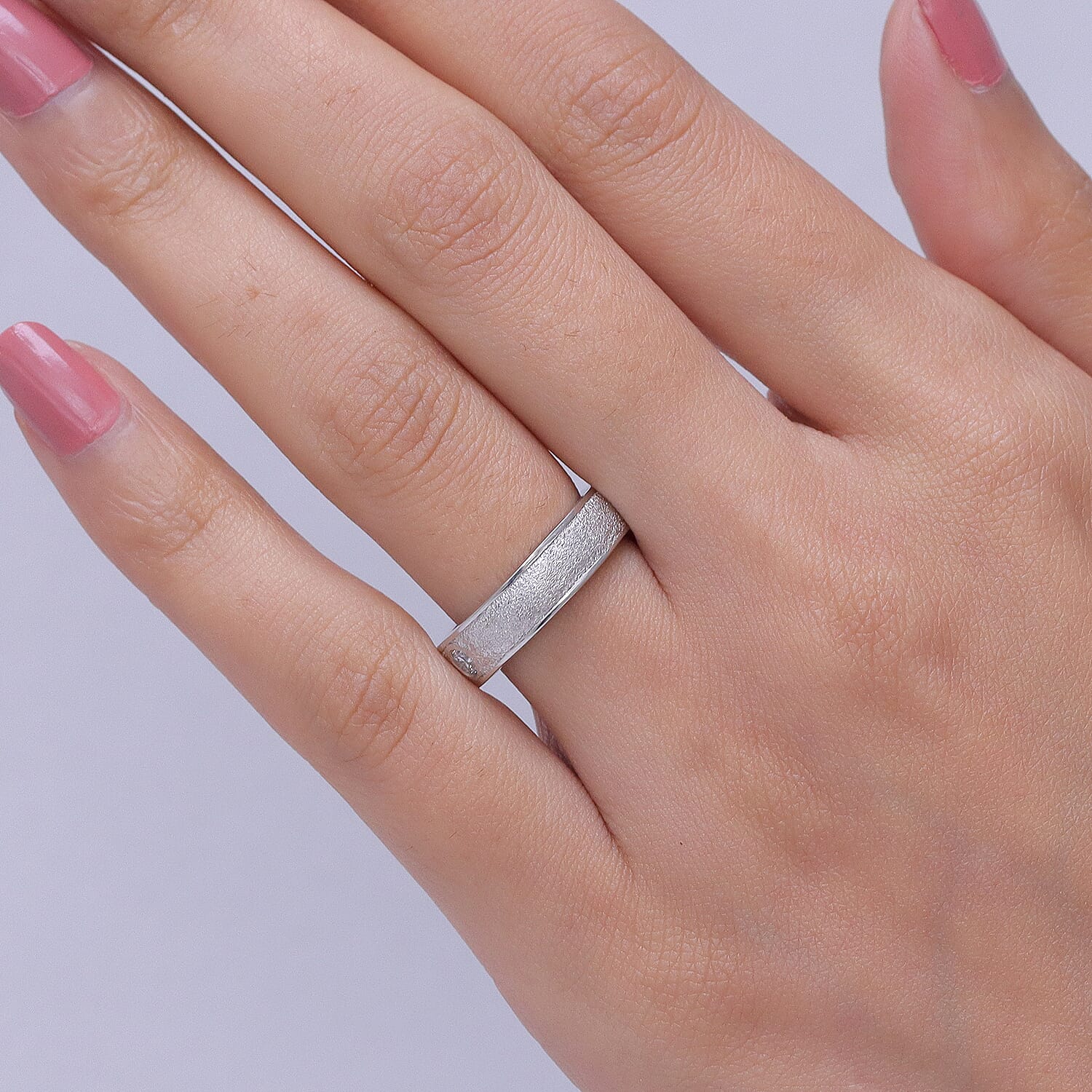 Luxuriant - Lab Grown Diamond (SI-G-H) Band Ring in Rhodium Overlay Sterling Silver