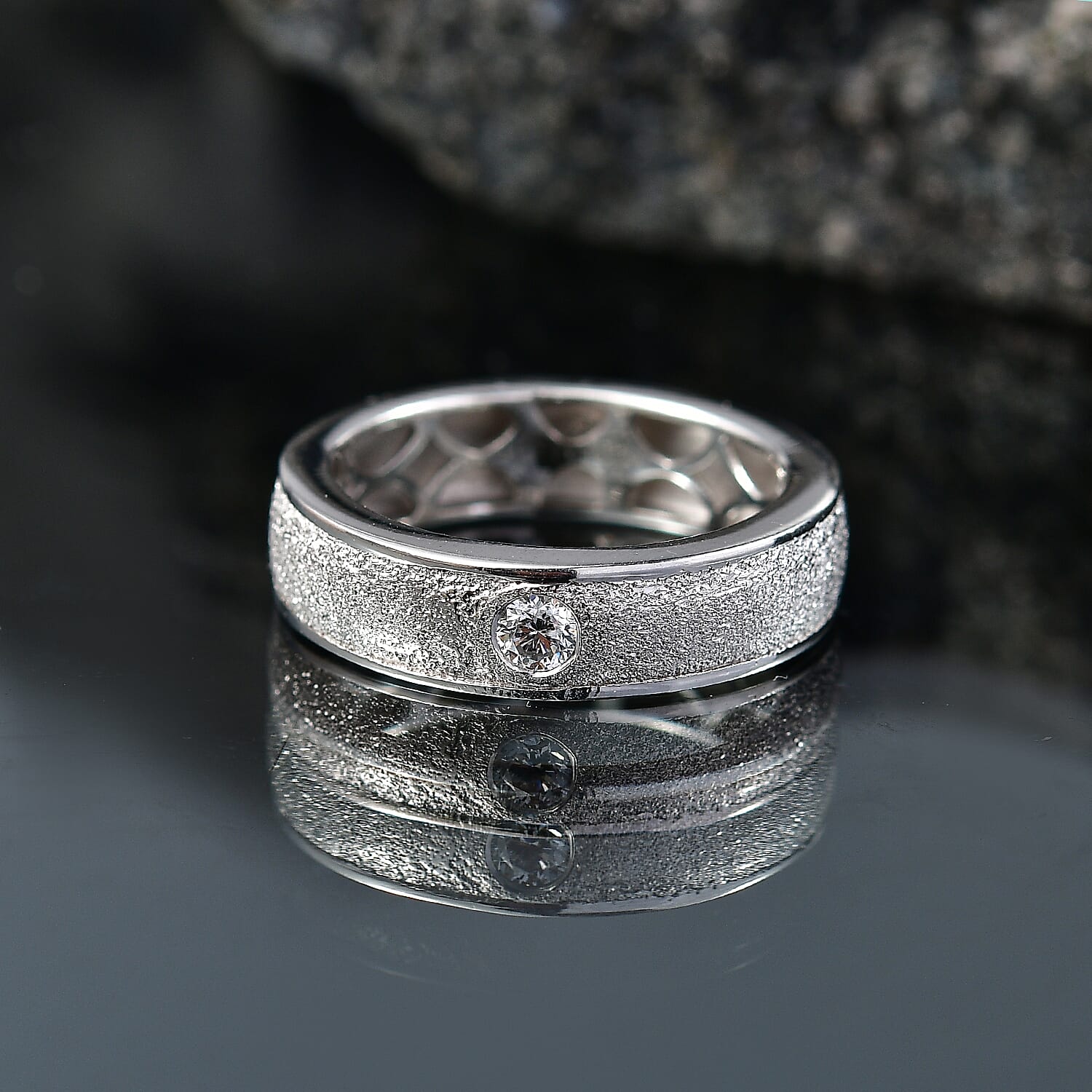 Luxuriant - Lab Grown Diamond (SI-G-H) Band Ring in Rhodium Overlay Sterling Silver