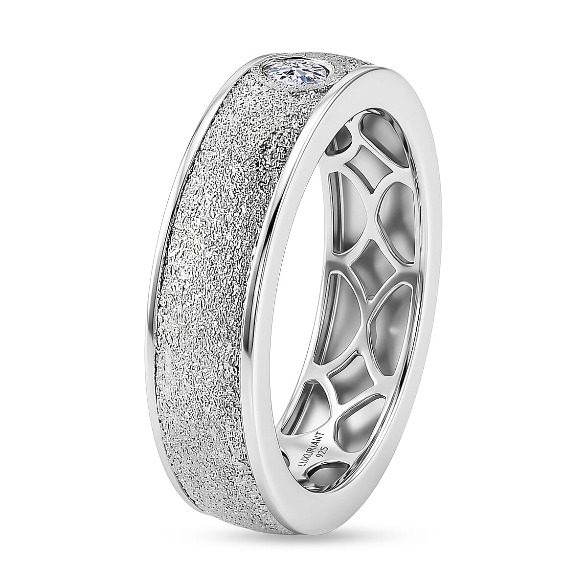 Luxuriant - Lab Grown Diamond (SI-G-H) Band Ring in Rhodium Overlay Sterling Silver