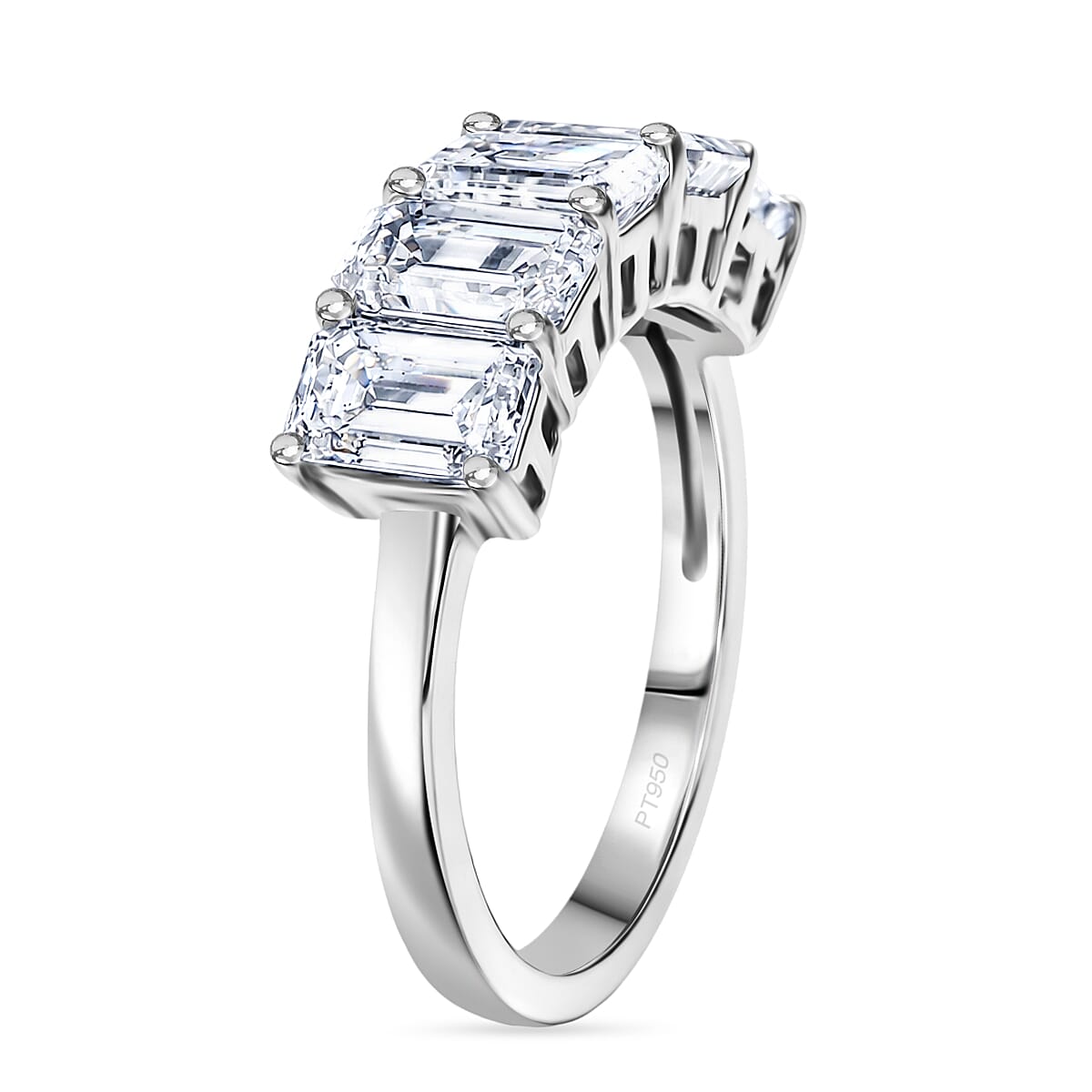 Luxuriant 950 Platinum SGL Certified VS-E-F Lab Grown Diamond 5 Stone Ring 3.00 Ct, Platinum Wt. 4.77 Gms