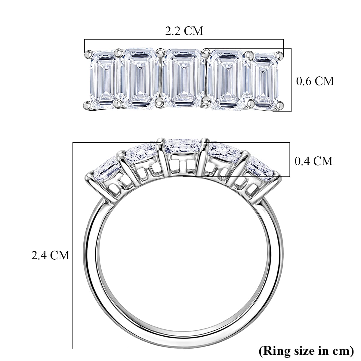 Luxuriant 950 Platinum SGL Certified VS-E-F Lab Grown Diamond 5 Stone Ring 3.00 Ct, Platinum Wt. 4.77 Gms