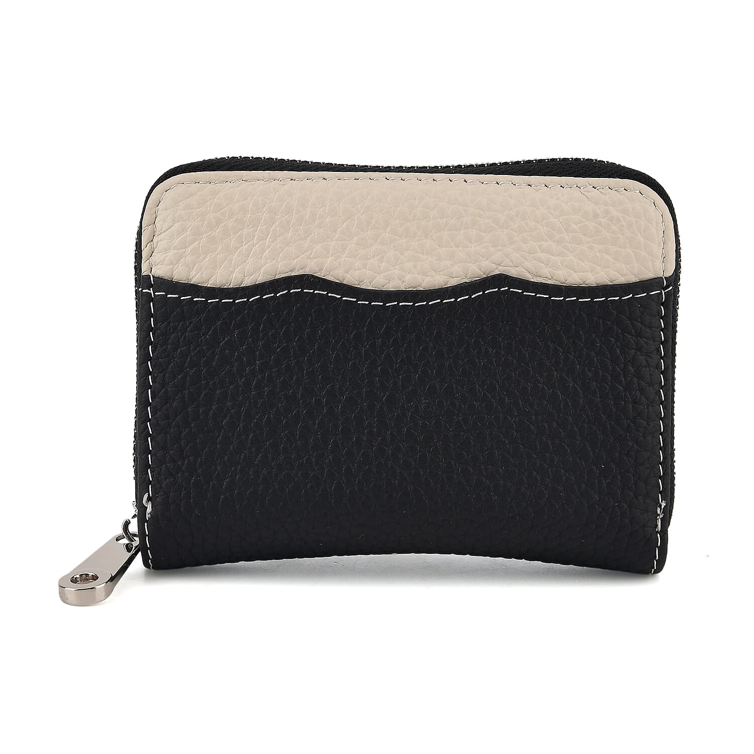 Leather Patterned Wallet (Size 11x8x2 cm) - Black
