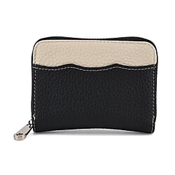 Leather Patterned Wallet (Size 11x8x2 cm) - Black