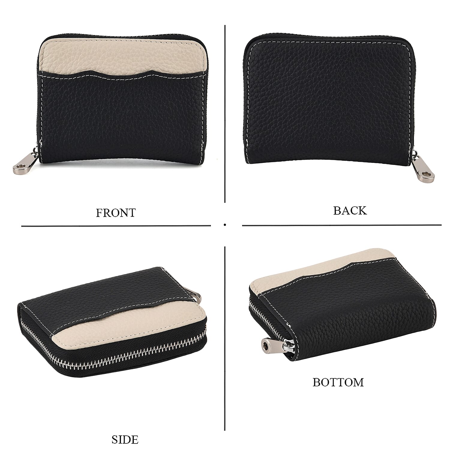 Leather Patterned Wallet (Size 11x8x2 cm) - Black