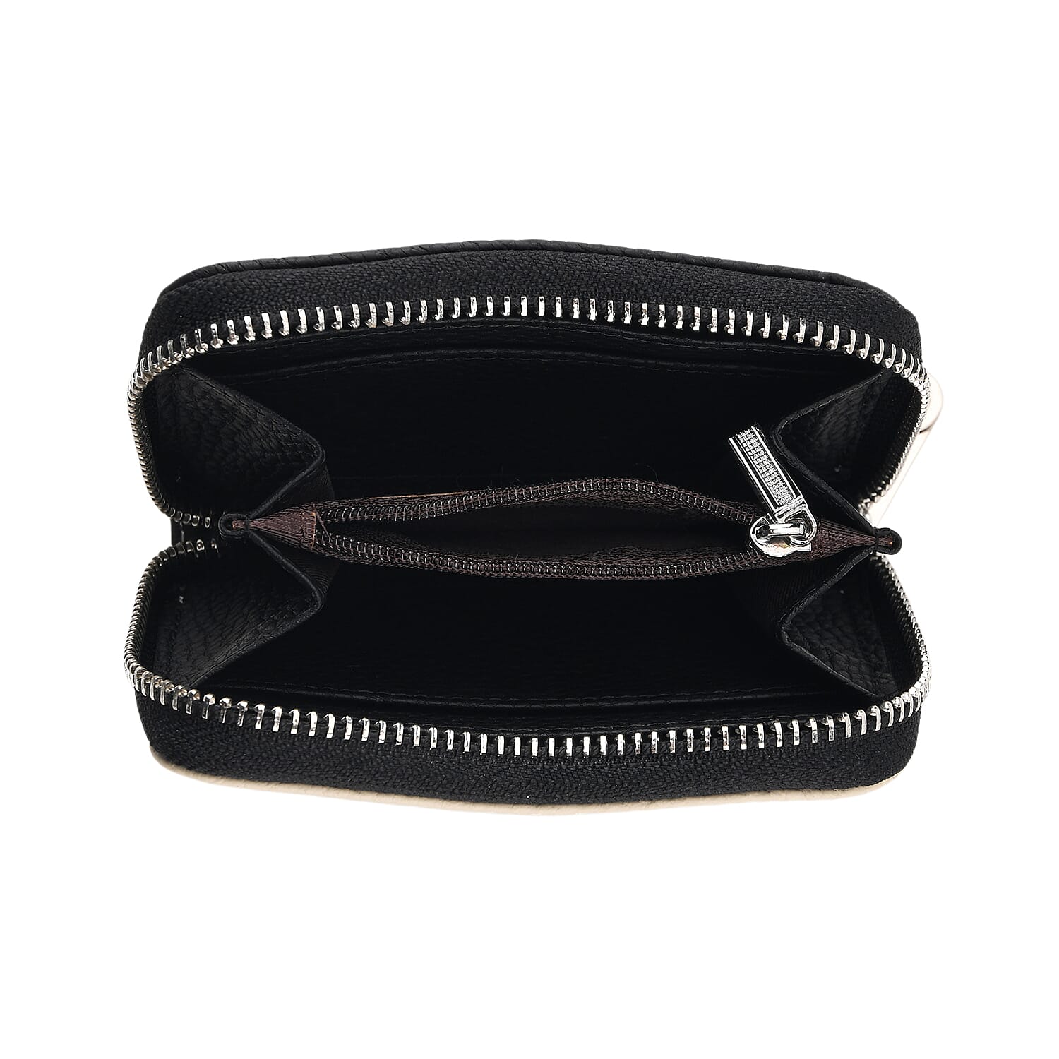 Leather Patterned Wallet (Size 11x8x2 cm) - Black