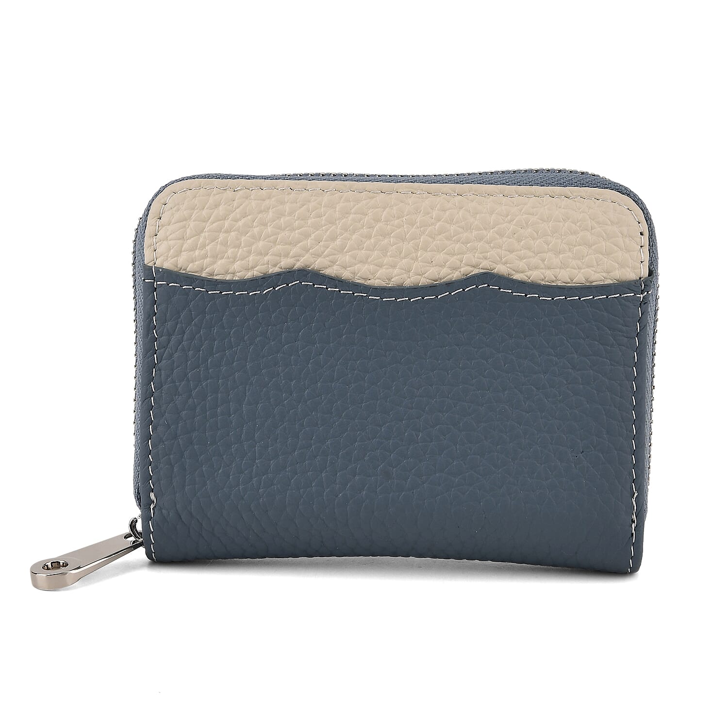 Leather Patterned Wallet (Size 11x8x2 cm) - Blue