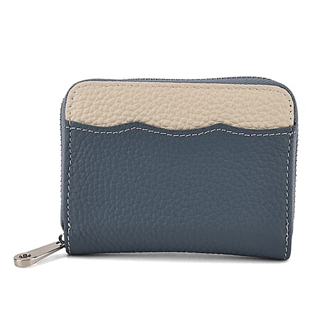 Leather Patterned Wallet (Size 11x8x2 cm) - Blue