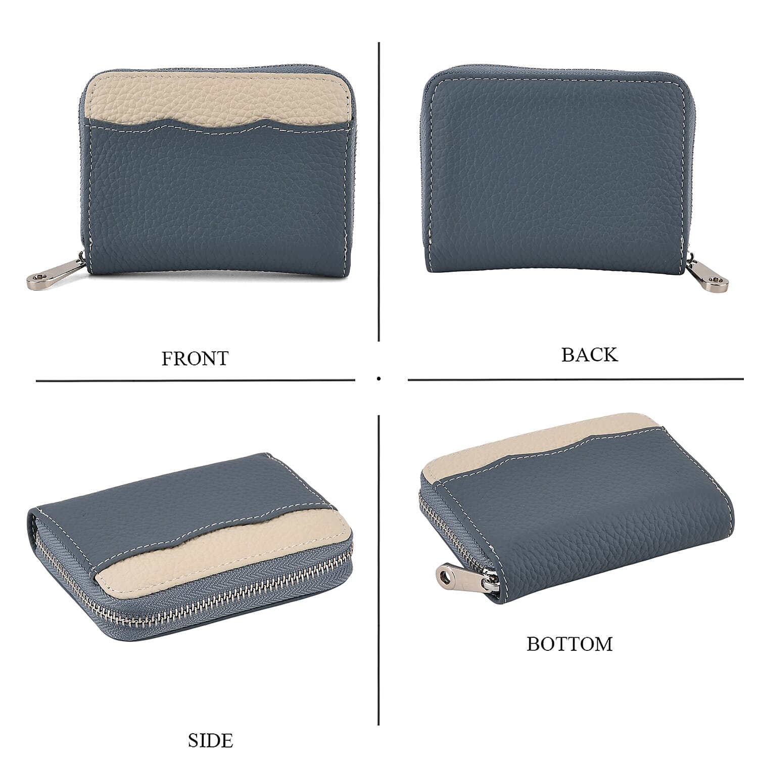 Leather Patterned Wallet (Size 11x8x2 cm) - Blue