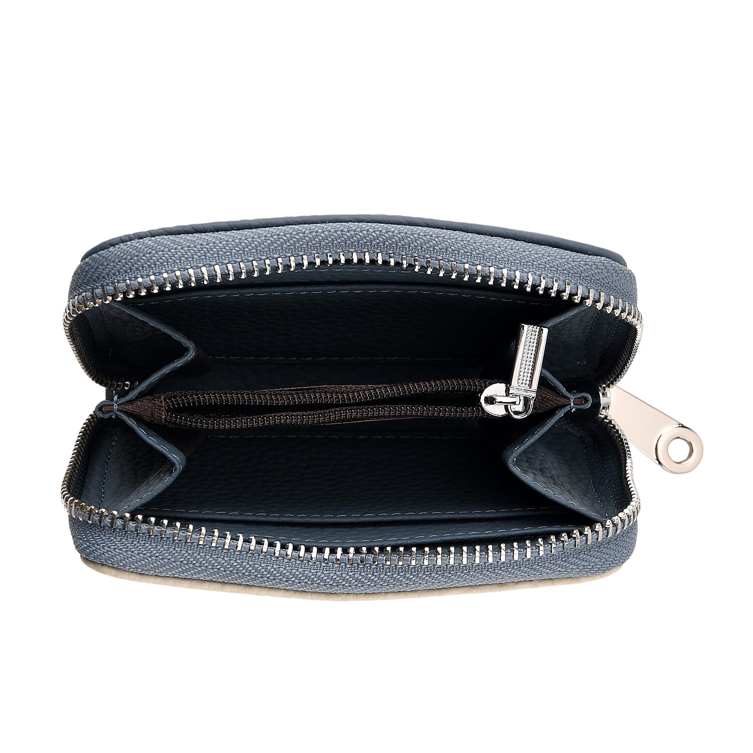Leather Patterned Wallet (Size 11x8x2 cm) - Blue