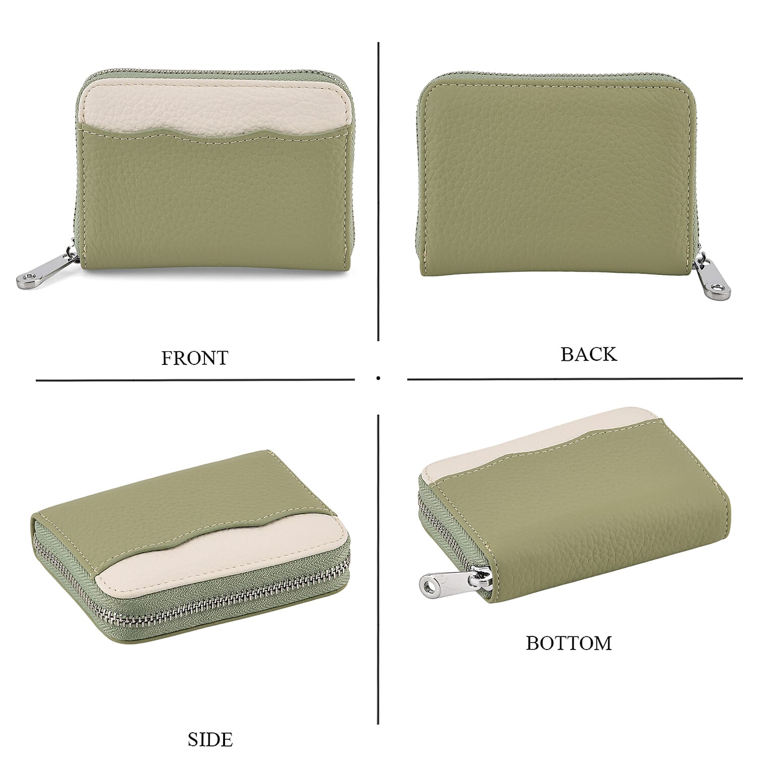 Leather Patterned Wallet (Size 11x8x2 cm) - Green