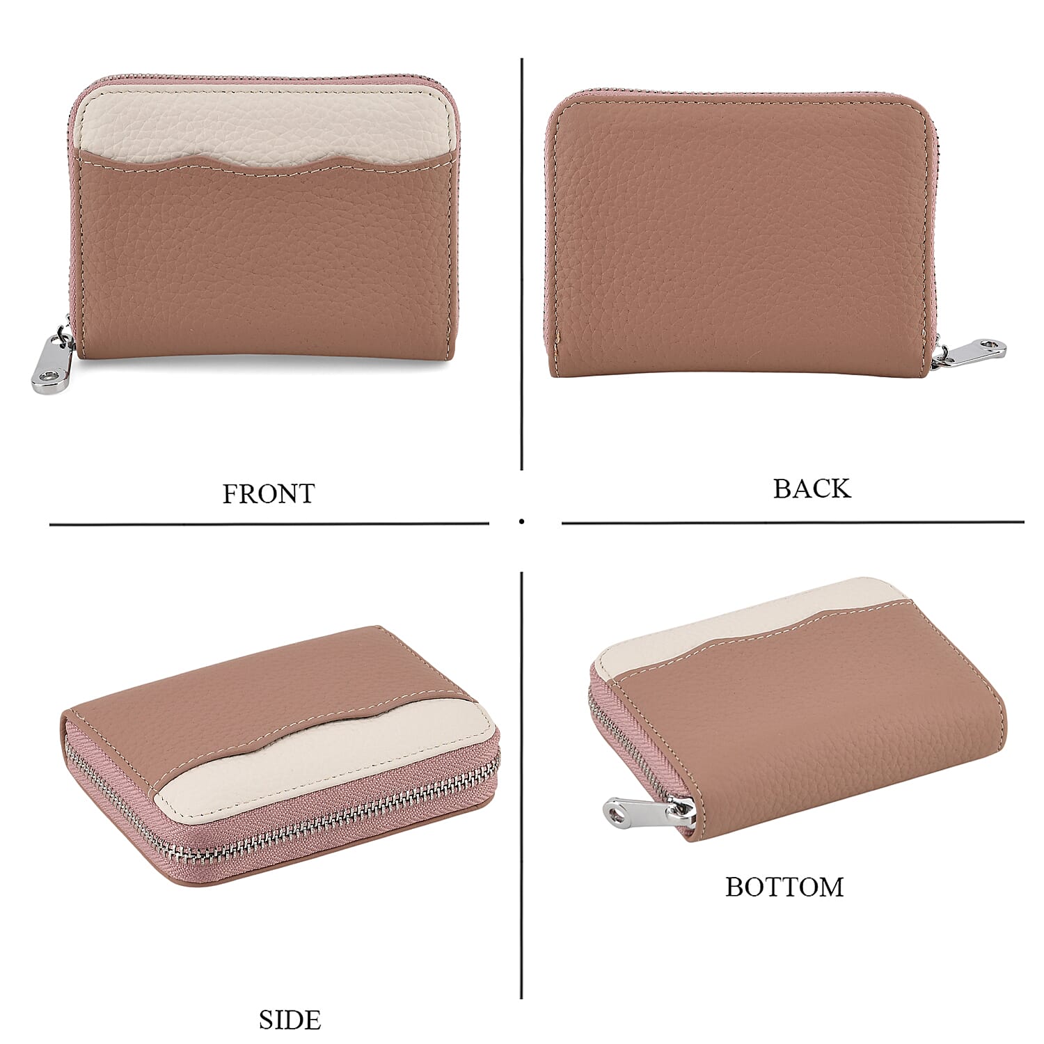 Leather Patterned Wallet (Size 11x8x2 cm) - Pink
