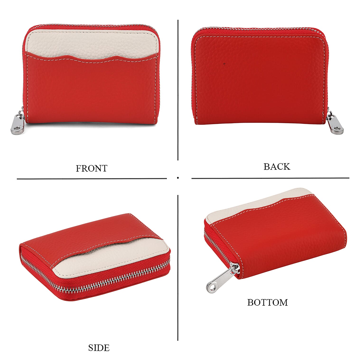 Leather Patterned Wallet (Size 11x8x2 cm) - Red