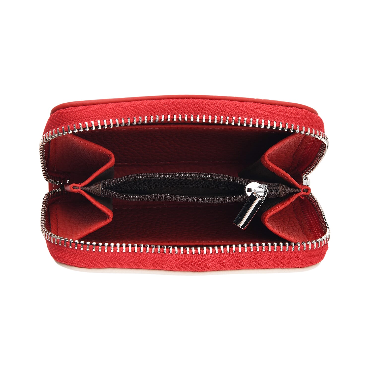 Leather Patterned Wallet (Size 11x8x2 cm) - Red