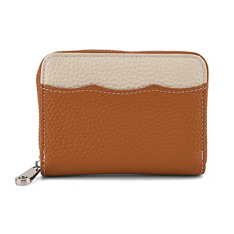 Leather Patterned Wallet (Size 11x8x2 cm) - Tan