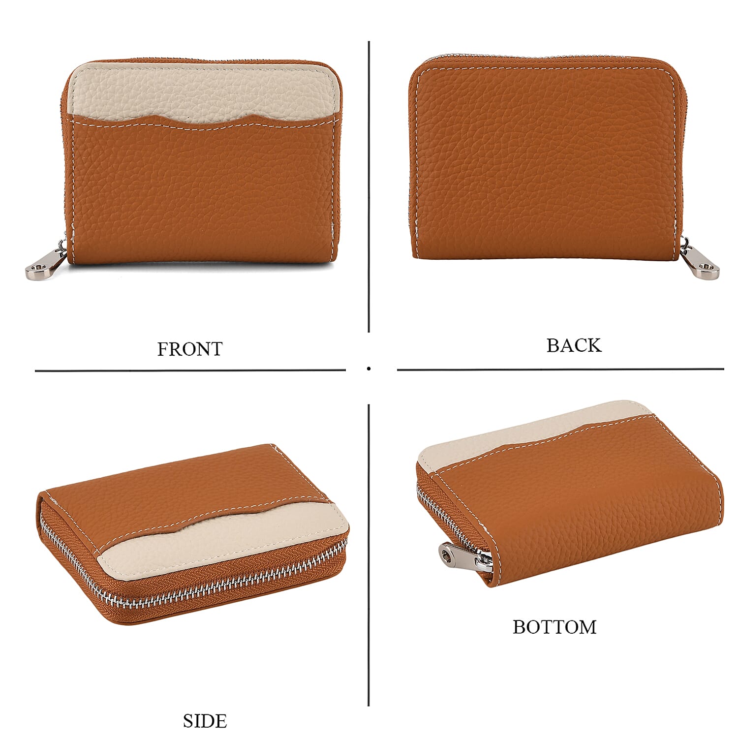 Leather Patterned Wallet (Size 11x8x2 cm) - Tan