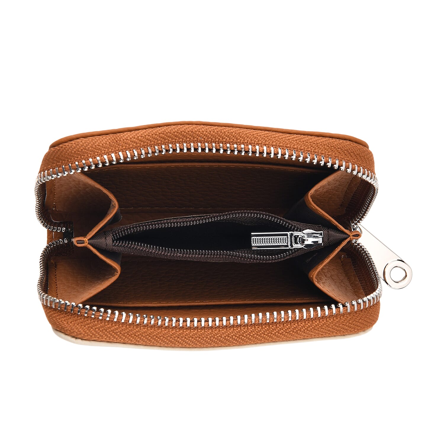 Leather Patterned Wallet (Size 11x8x2 cm) - Tan