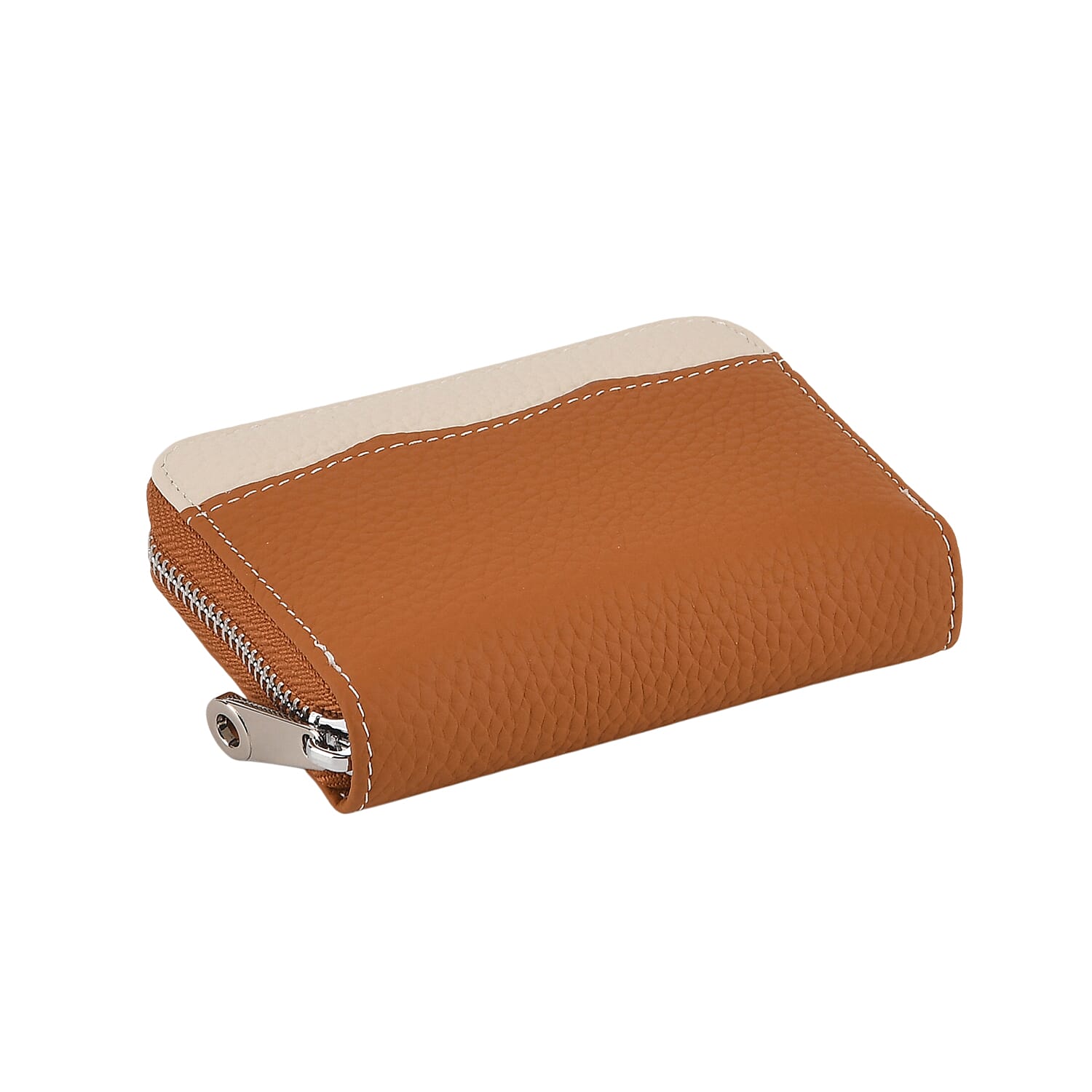 Leather Patterned Wallet (Size 11x8x2 cm) - Tan