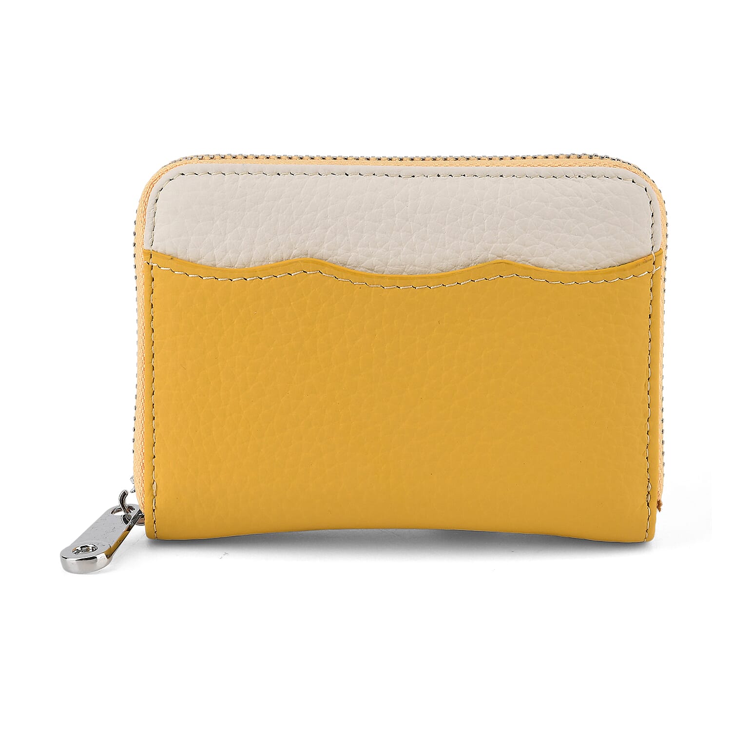 Leather Patterned Wallet (Size 11x8x2 cm) - Yellow