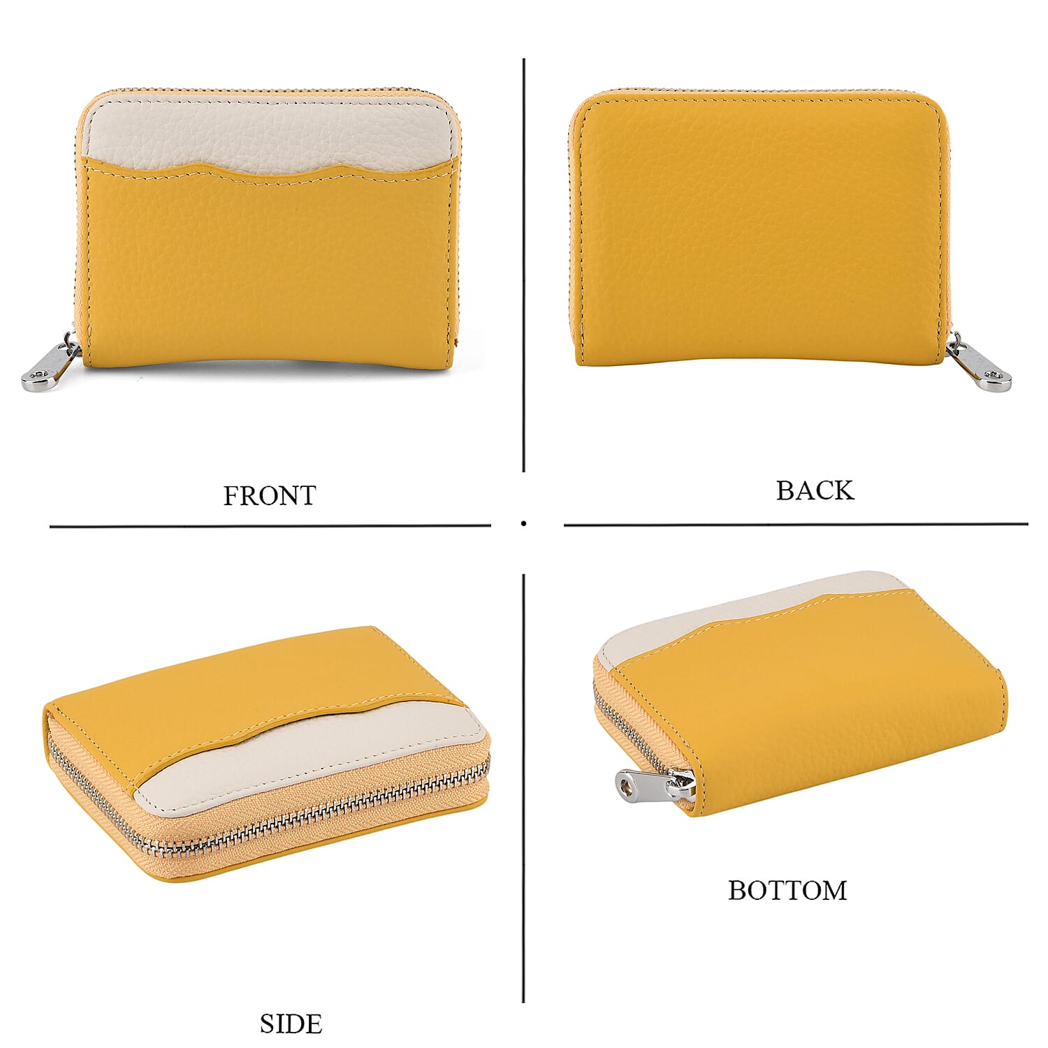 Leather Patterned Wallet (Size 11x8x2 cm) - Yellow