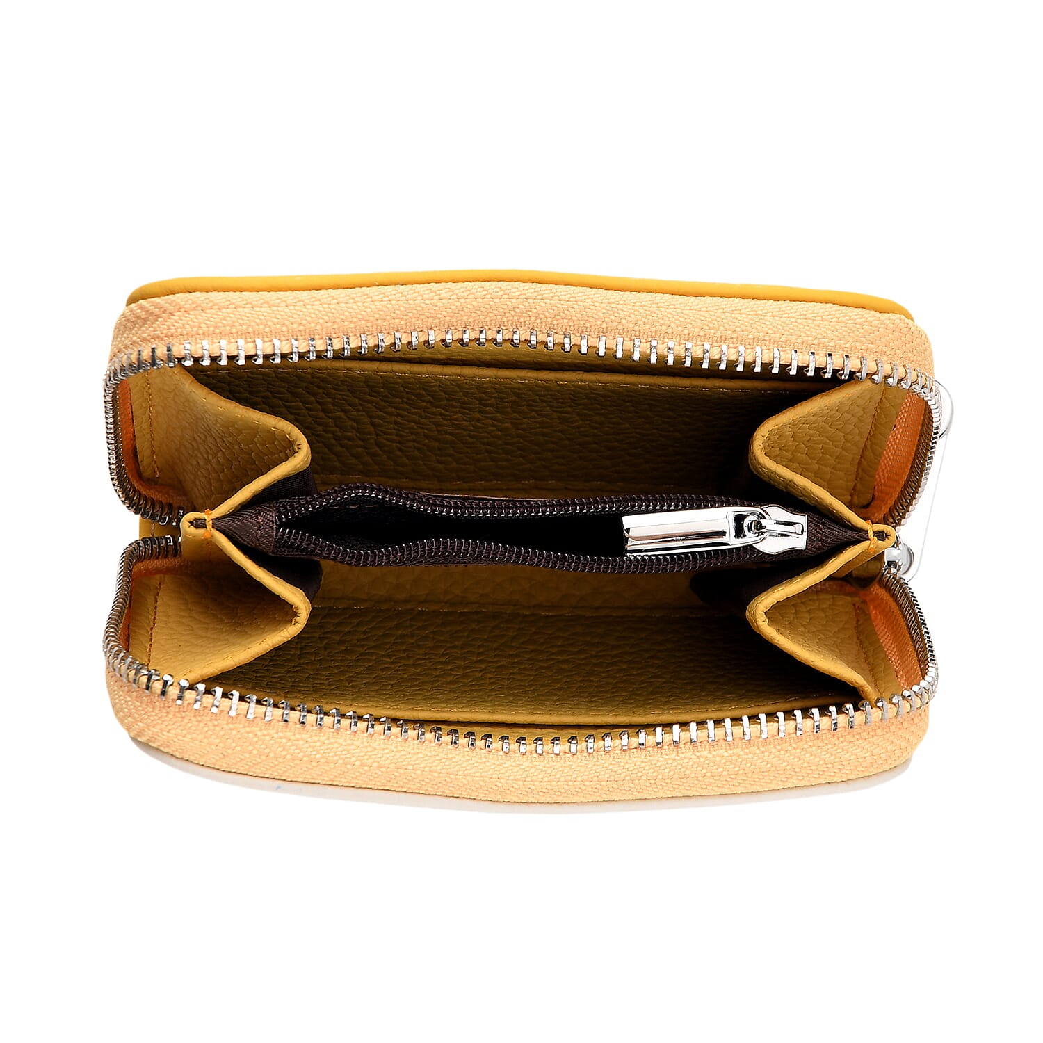 Leather Patterned Wallet (Size 11x8x2 cm) - Yellow