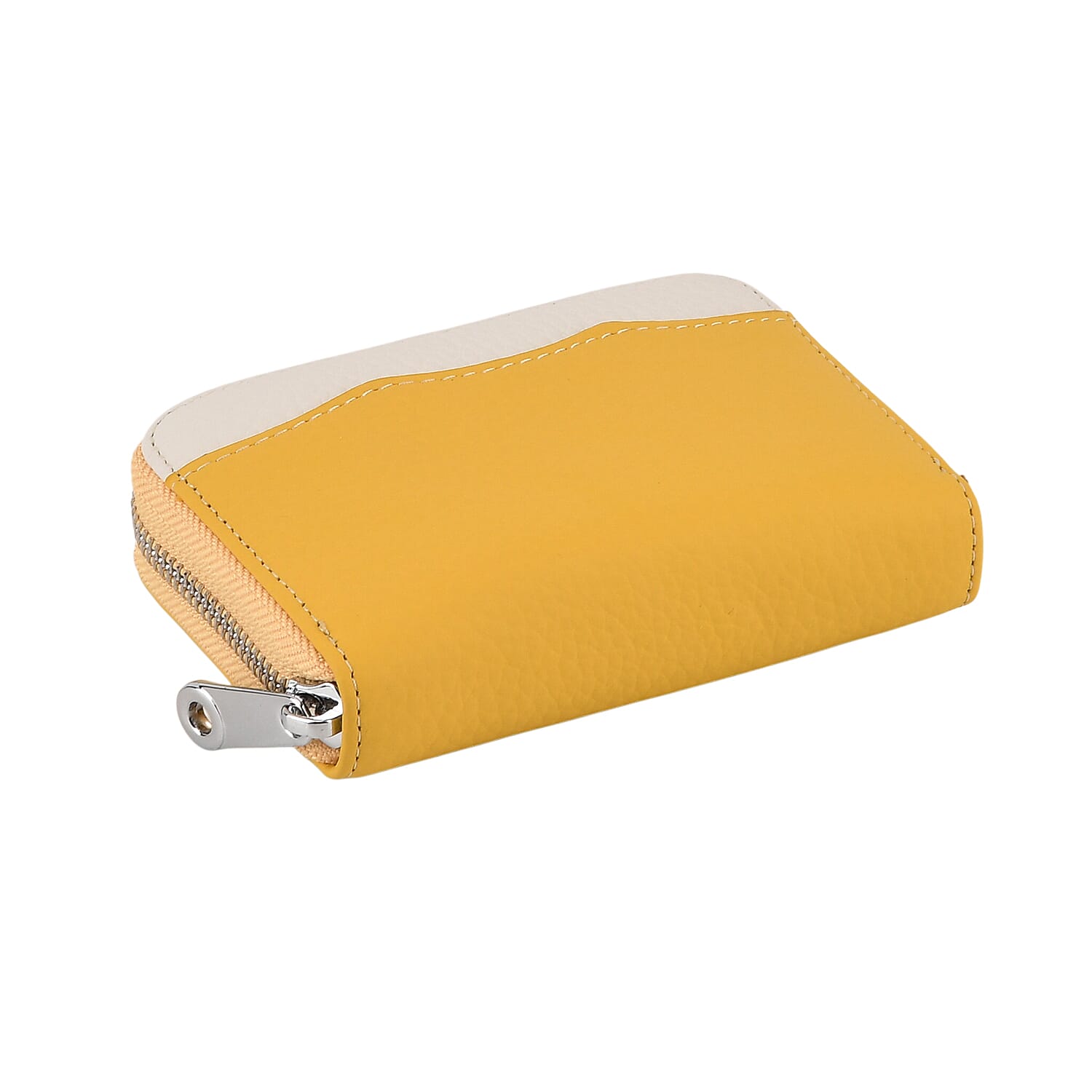 Leather Patterned Wallet (Size 11x8x2 cm) - Yellow