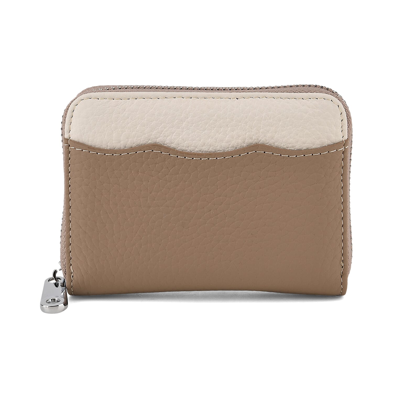 Leather Patterned Wallet (Size 11x8x2 cm) - Khaki