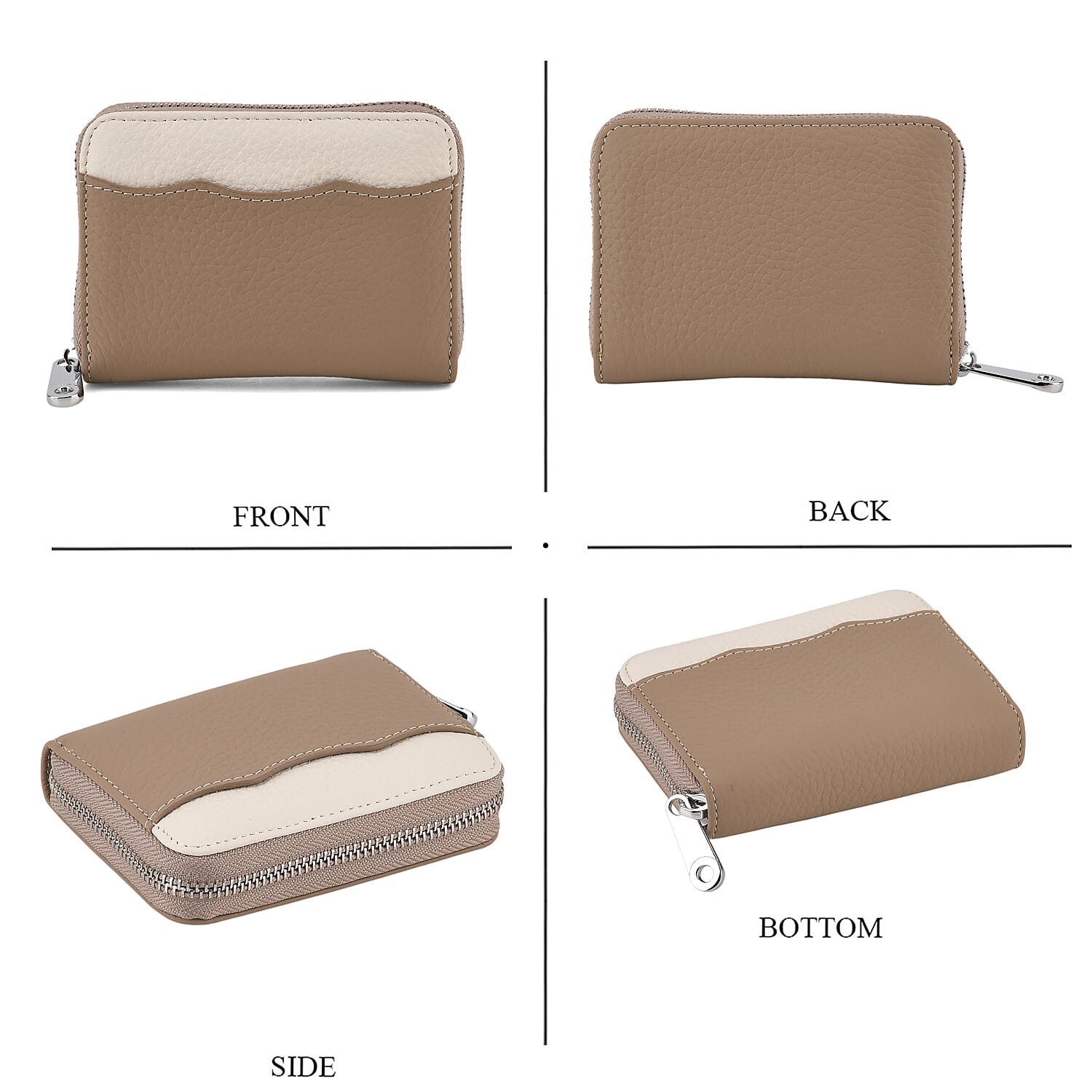 Leather Patterned Wallet (Size 11x8x2 cm) - Khaki