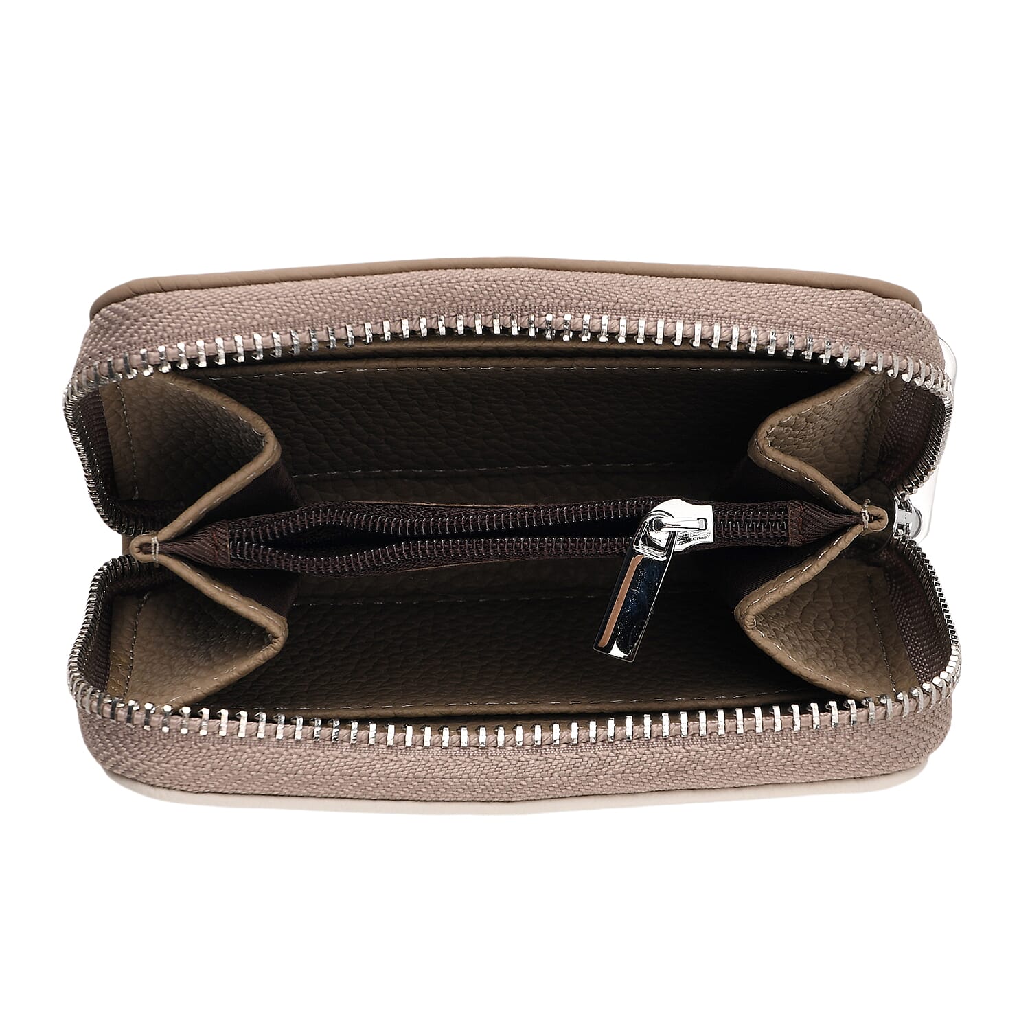 Leather Patterned Wallet (Size 11x8x2 cm) - Khaki