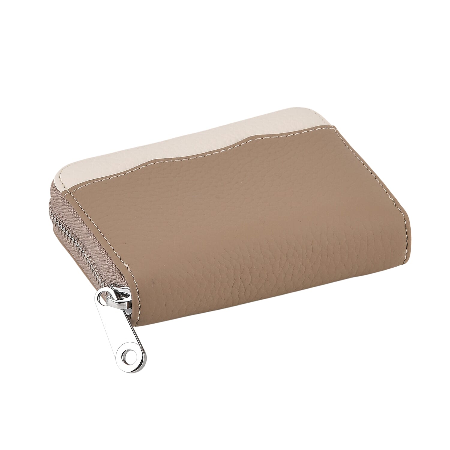 Leather Patterned Wallet (Size 11x8x2 cm) - Khaki