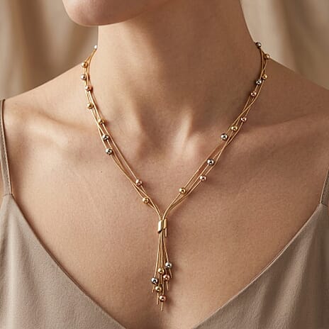 Designer Inspired Necklace (Size - 20-2 Ext) in Gold, Rose & Silver Tone