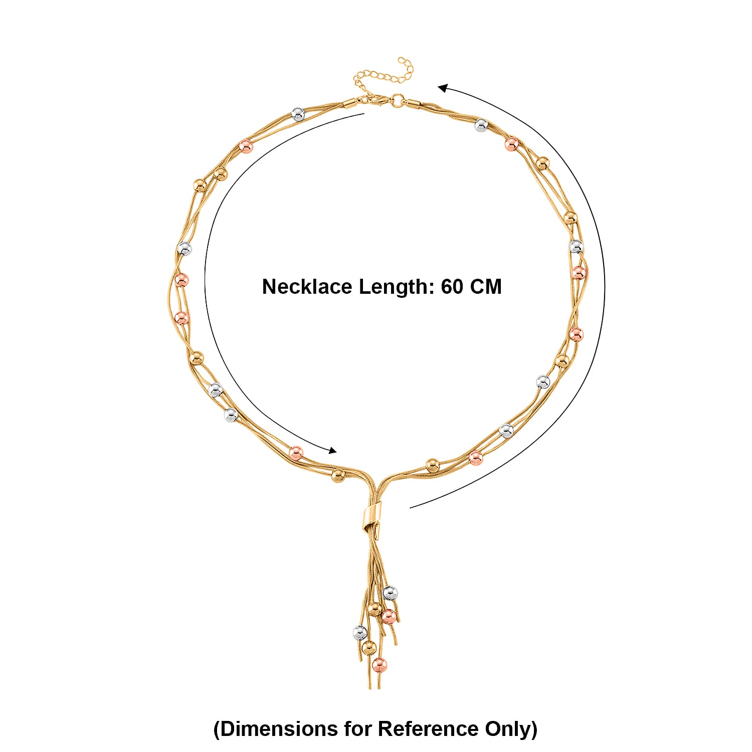 Necklace (Size - 20-2 Ext) in Gold, Rose & Silver Tone