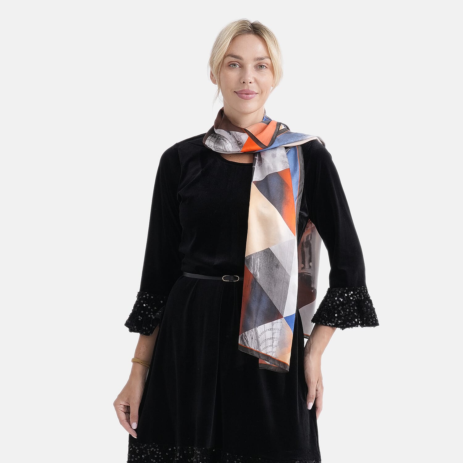 La Marey 100% Mulberry Silk Printed Scarf (170 x 55cm) - Multicolour