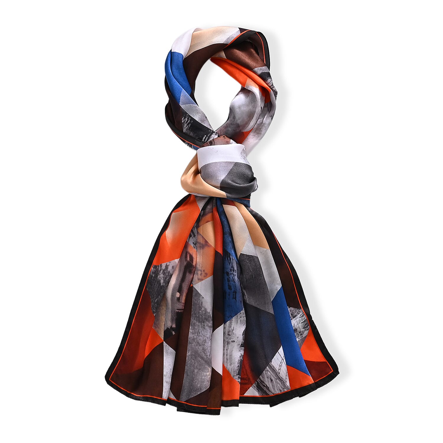 La Marey 100% Mulberry Silk Printed Scarf (170 x 55cm) - Multicolour