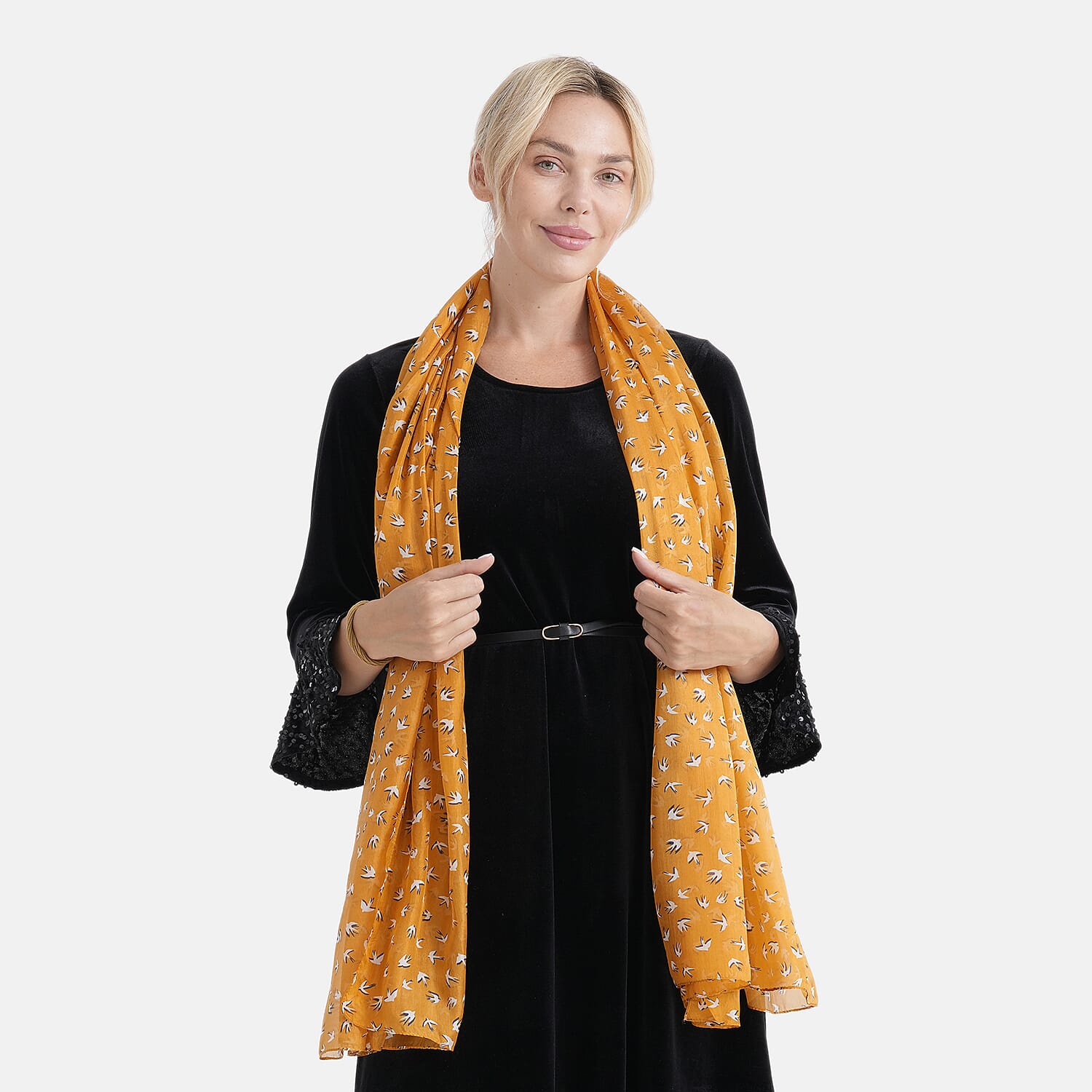 La Marey 100% Mulberry Silk Scarf (180 x 110cm) - Amber