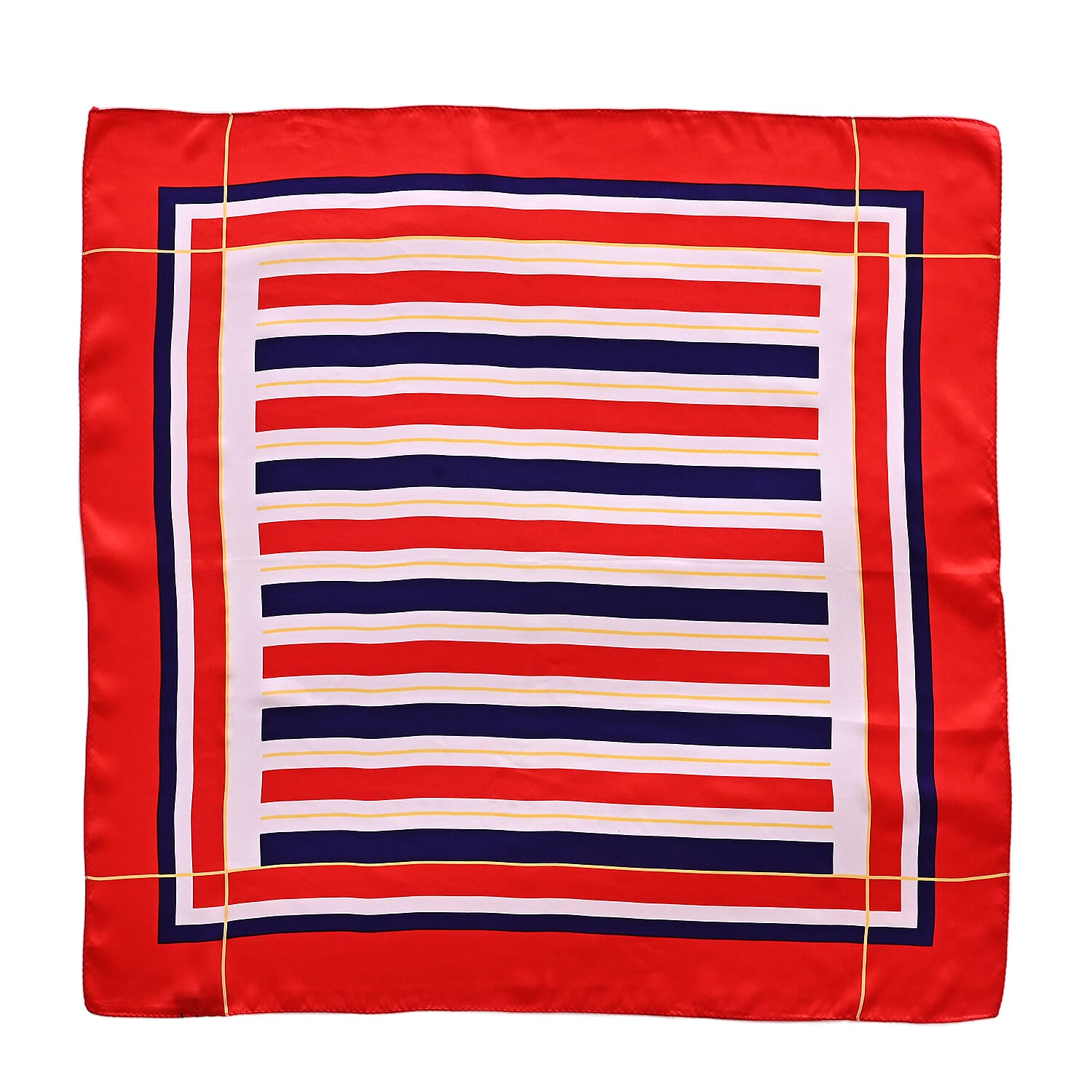 La Marey 100% Mulberry Silk Scarf (70 x 70cm) - Red & Navy