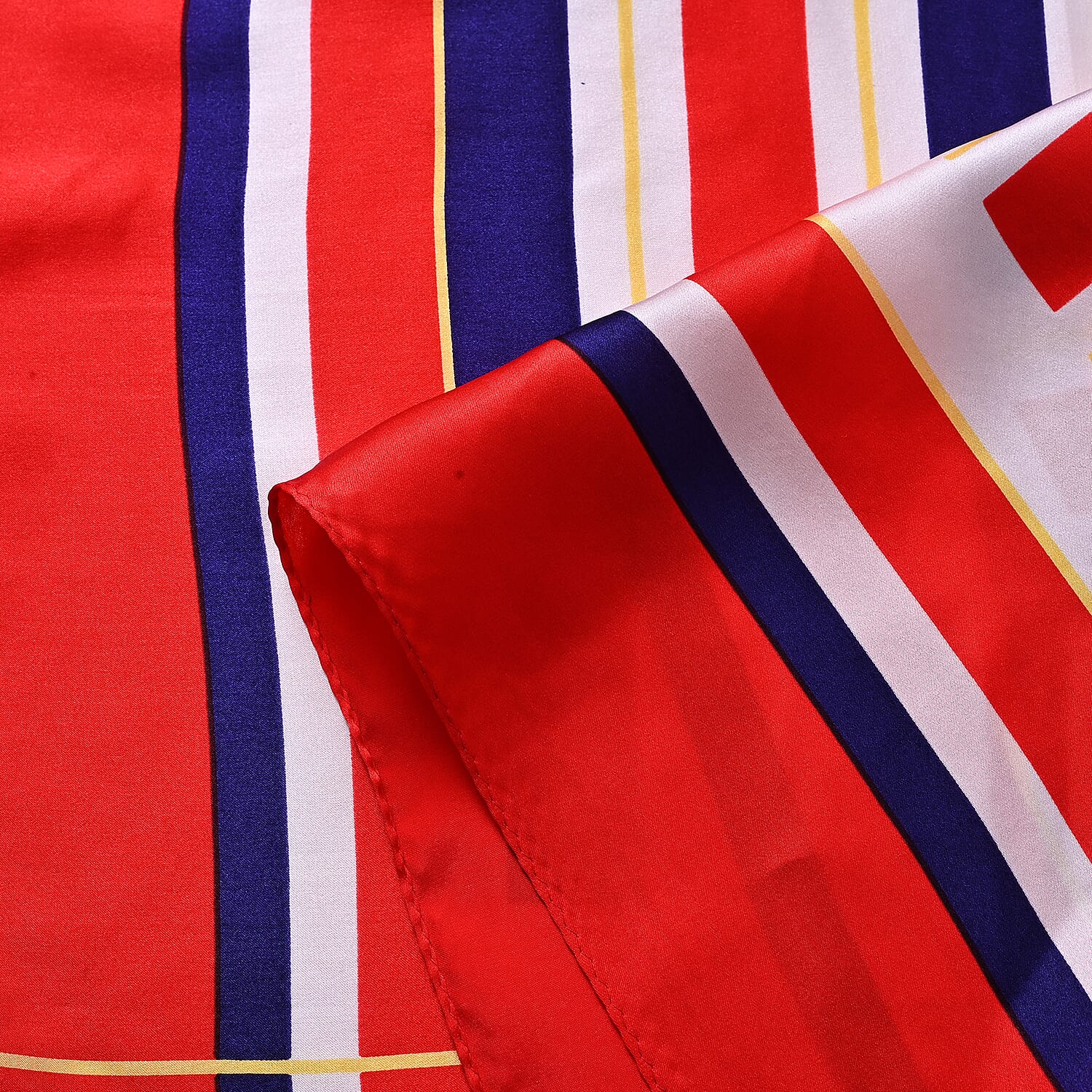 La Marey 100% Mulberry Silk Scarf (70 x 70cm) - Red & Navy