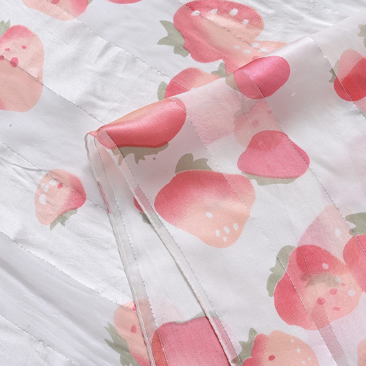 La Marey 100% Mulberry Silk Scarf (165 x 55cm) - Off-White & Red