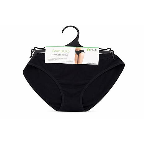 Palms Ladies Breathable, Soft Bamboo-Blend Pack Of 2 Bikini Briefs (Size L) - Black