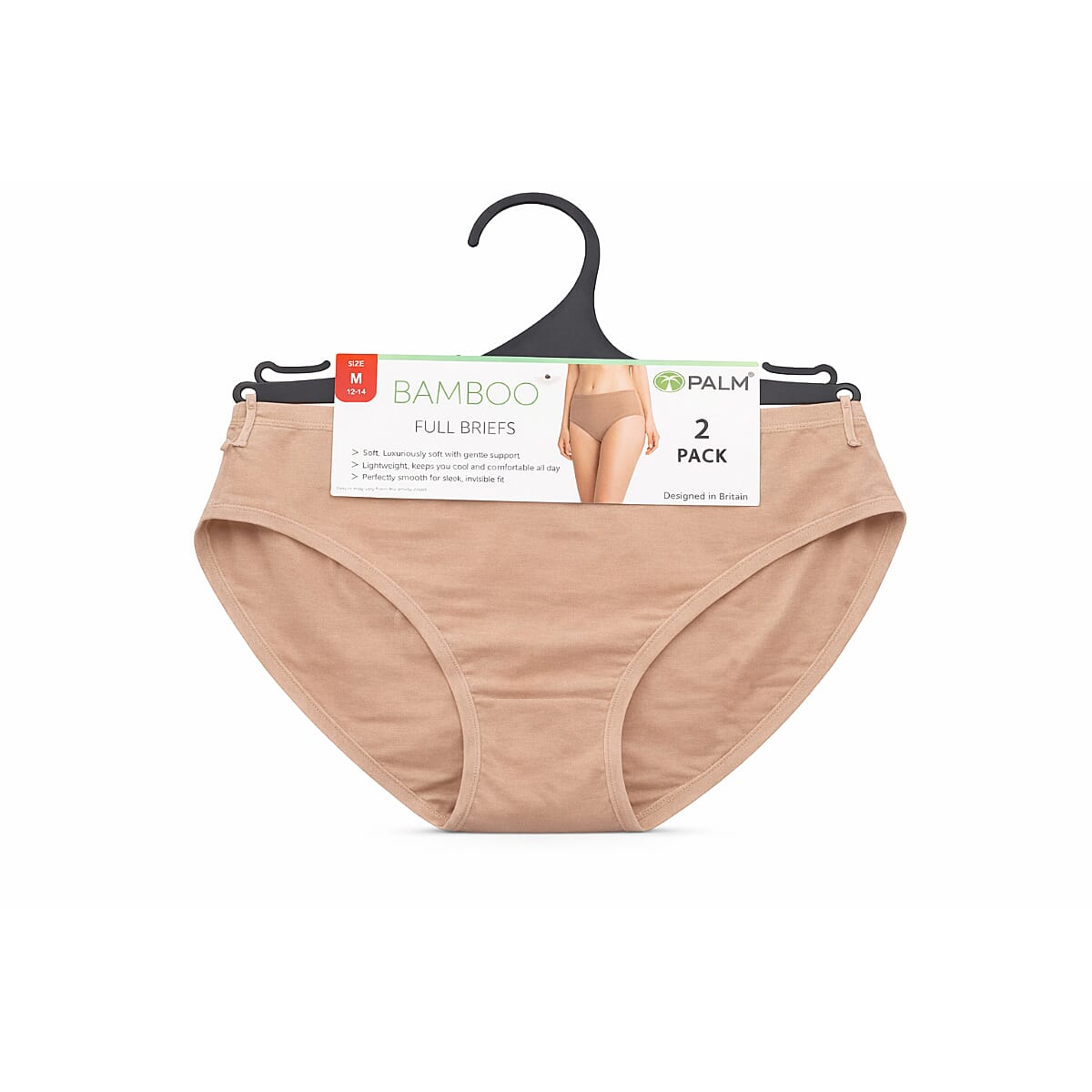 Palms Ladies Breathable Soft Bamboo-Blend Pack Of 2 Full Briefs 